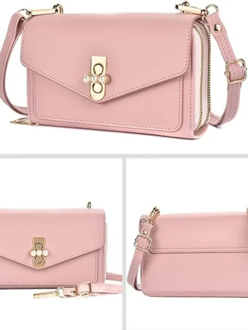 crossbody cartera rosa